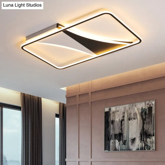 Modern Acrylic Flush Light For Bedroom - Square/Rectangular Ceiling Lighting In Black/White