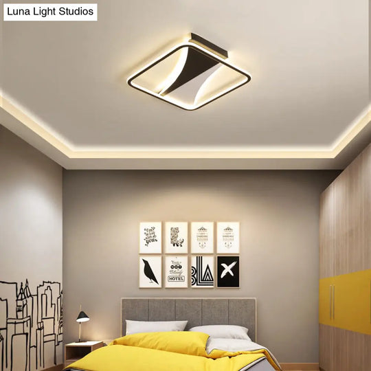 Modern Acrylic Flush Light For Bedroom - Square/Rectangular Ceiling Lighting In Black/White