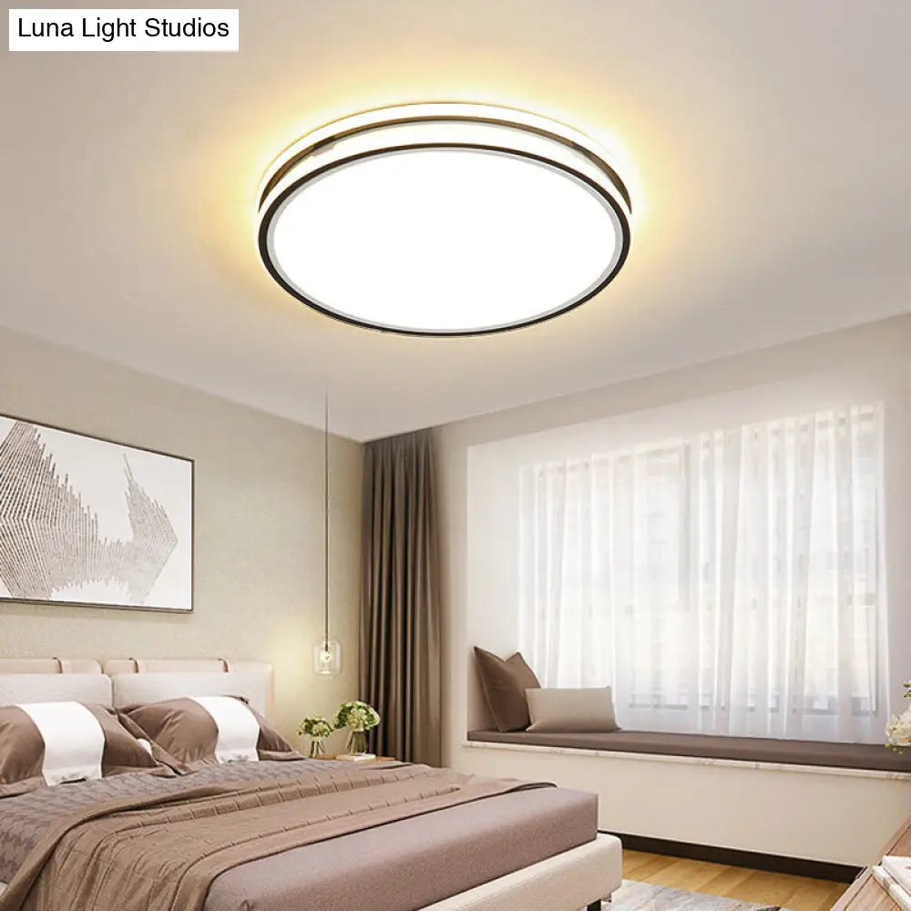 Modern Acrylic Flush Mount Ceiling Light - 16’/19.5’ Dia Warm/White Led Bedroom Lighting
