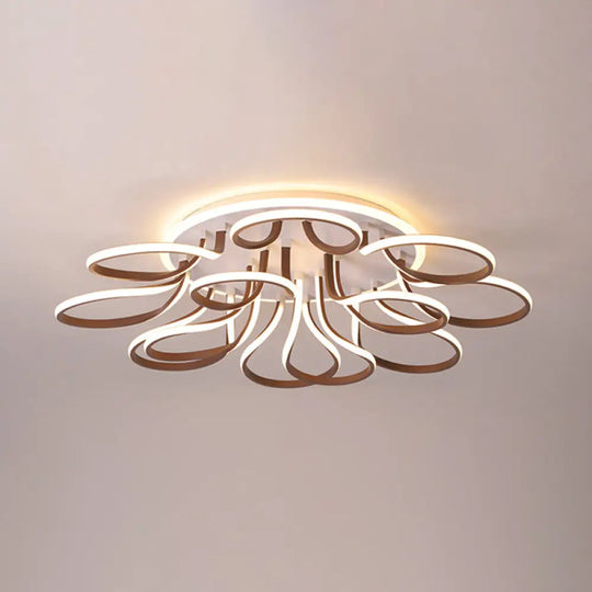 Modern Acrylic Flush Mount Ceiling Light Fixture - Bend Design 9/12 Heads Brown 38.5’/46.5’