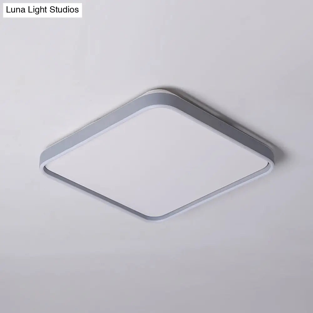 Modern Acrylic Flush Mount Ceiling Light In Grey For 16/19.5 Wide Spaces With Led Warm And White