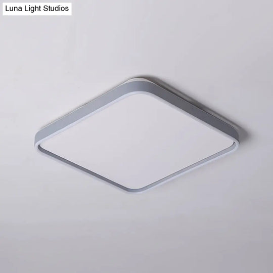 Modern Acrylic Flush Mount Ceiling Light In Grey For 16/19.5 Wide Spaces With Led Warm And White