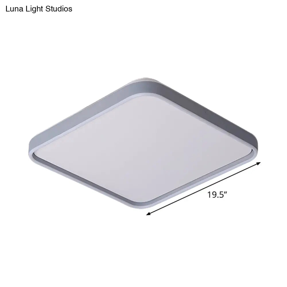 Modern Acrylic Flush Mount Ceiling Light In Grey For 16/19.5 Wide Spaces With Led Warm And White