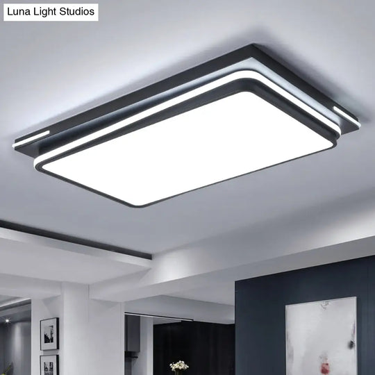 Modern Acrylic Flush Mount Ceiling Light: Quad Shaped Black - Ideal For Living Room