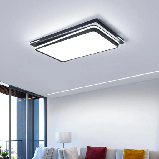 Modern Acrylic Flush Mount Ceiling Light: Quad Shaped Black - Ideal For Living Room / 33.5 White