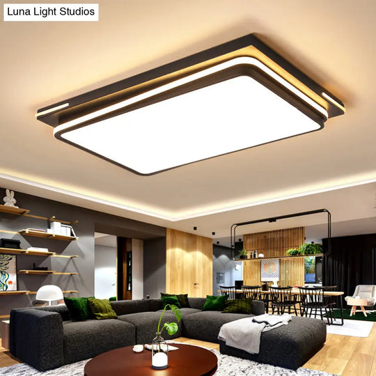 Modern Acrylic Flush Mount Ceiling Light: Quad Shaped Black - Ideal For Living Room