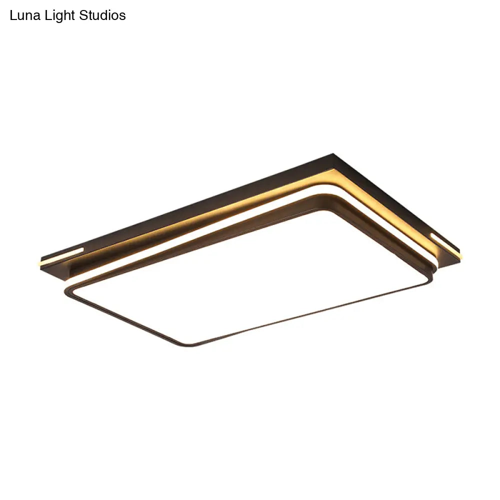 Modern Acrylic Flush Mount Ceiling Light: Quad Shaped Black - Ideal For Living Room