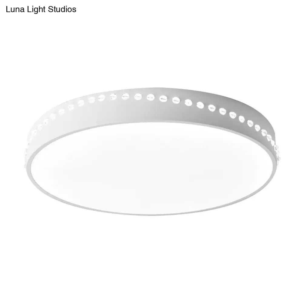 Modern Acrylic Flush Mount Drum Ceiling Light Fixture Led Black/White/Grey Warm/White 14/18/21.5 Dia