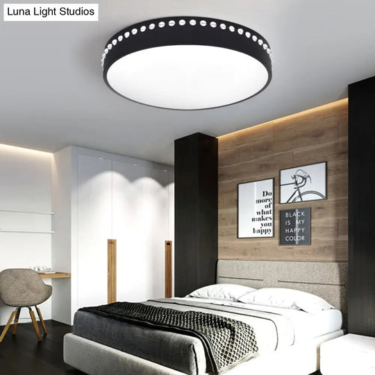 Modern Acrylic Flush Mount Drum Ceiling Light Fixture Led Black/White/Grey Warm/White 14/18/21.5 Dia