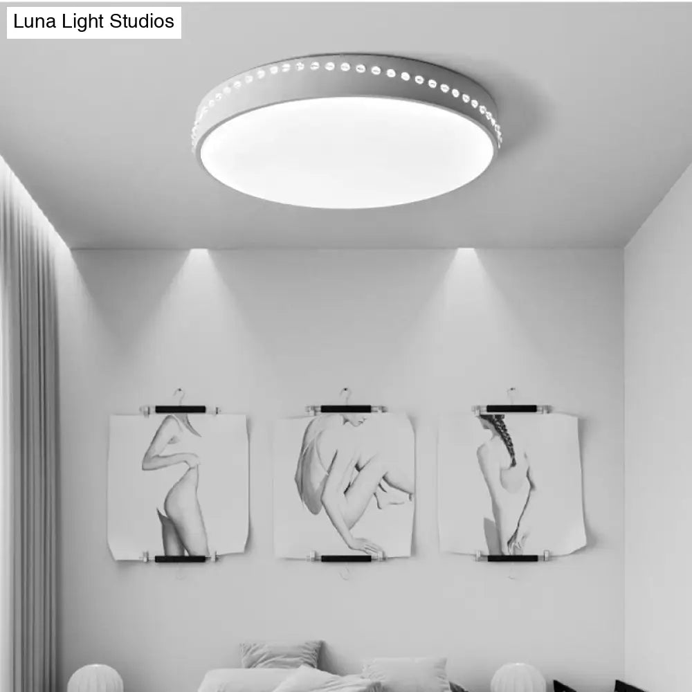 Modern Acrylic Flush Mount Drum Ceiling Light Fixture Led Black/White/Grey Warm/White 14/18/21.5 Dia