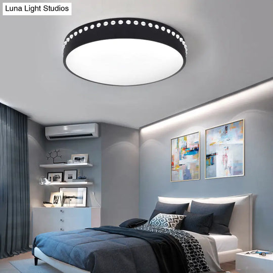 Modern Acrylic Flush Mount Drum Ceiling Light Fixture Led Black/White/Grey Warm/White 14/18/21.5 Dia