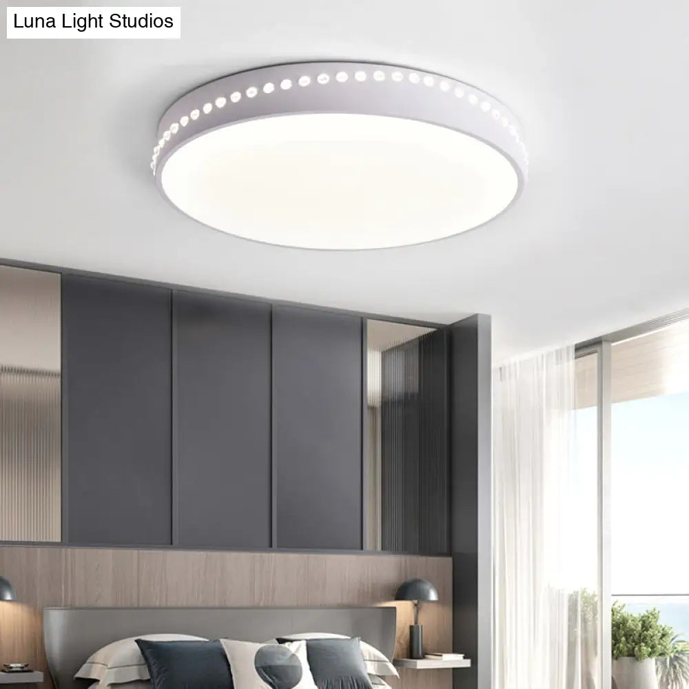 Modern Acrylic Flush Mount Drum Ceiling Light Fixture Led Black/White/Grey Warm/White