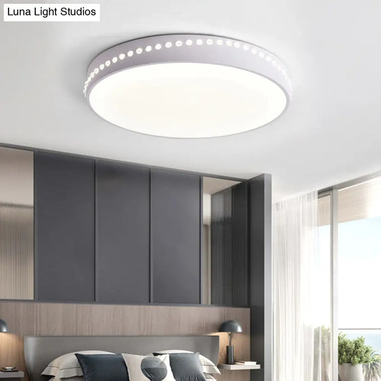 Modern Acrylic Flush Mount Drum Ceiling Light Fixture Led Black/White/Grey Warm/White