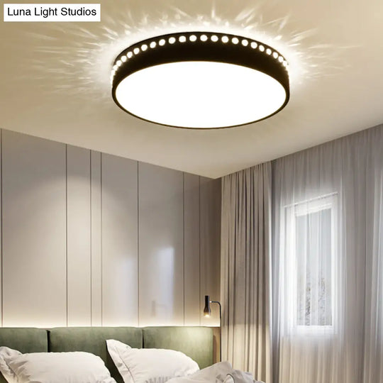 Modern Acrylic Flush Mount Drum Ceiling Light Fixture Led Black/White/Grey Warm/White 14/18/21.5 Dia