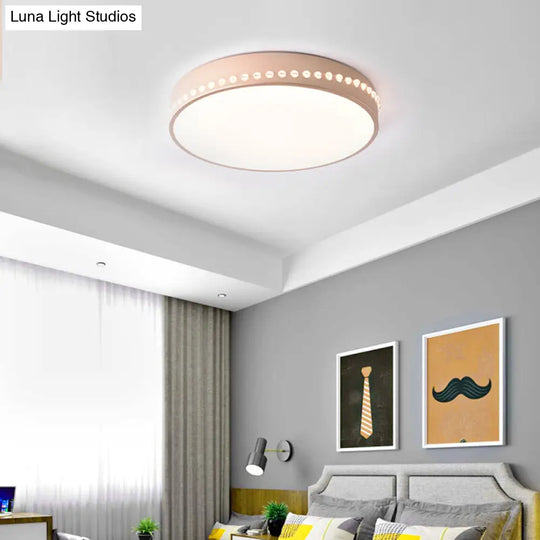 Modern Acrylic Flush Mount Drum Ceiling Light Fixture Led Black/White/Grey Warm/White 14/18/21.5 Dia