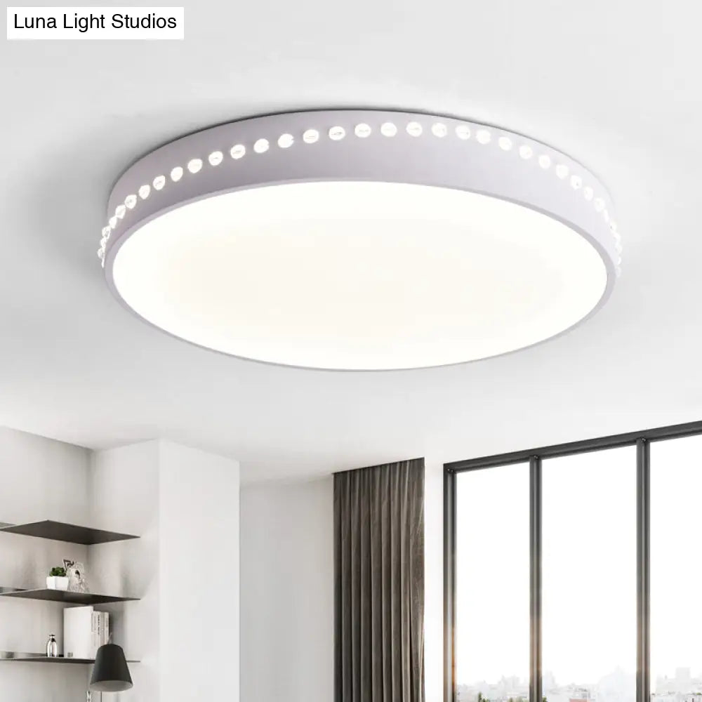 Modern Acrylic Flush Mount Drum Ceiling Light Fixture Led Black/White/Grey Warm/White 14/18/21.5 Dia