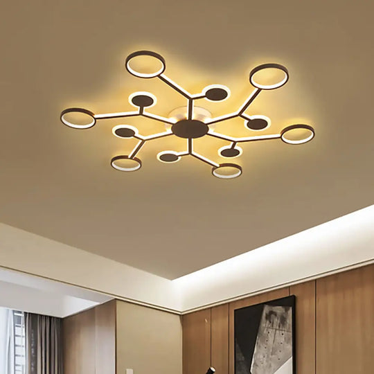 Modern Acrylic Flush Mount Lamp With Starburst Design And 6/8/10 Warm Led Lights In White 12 /