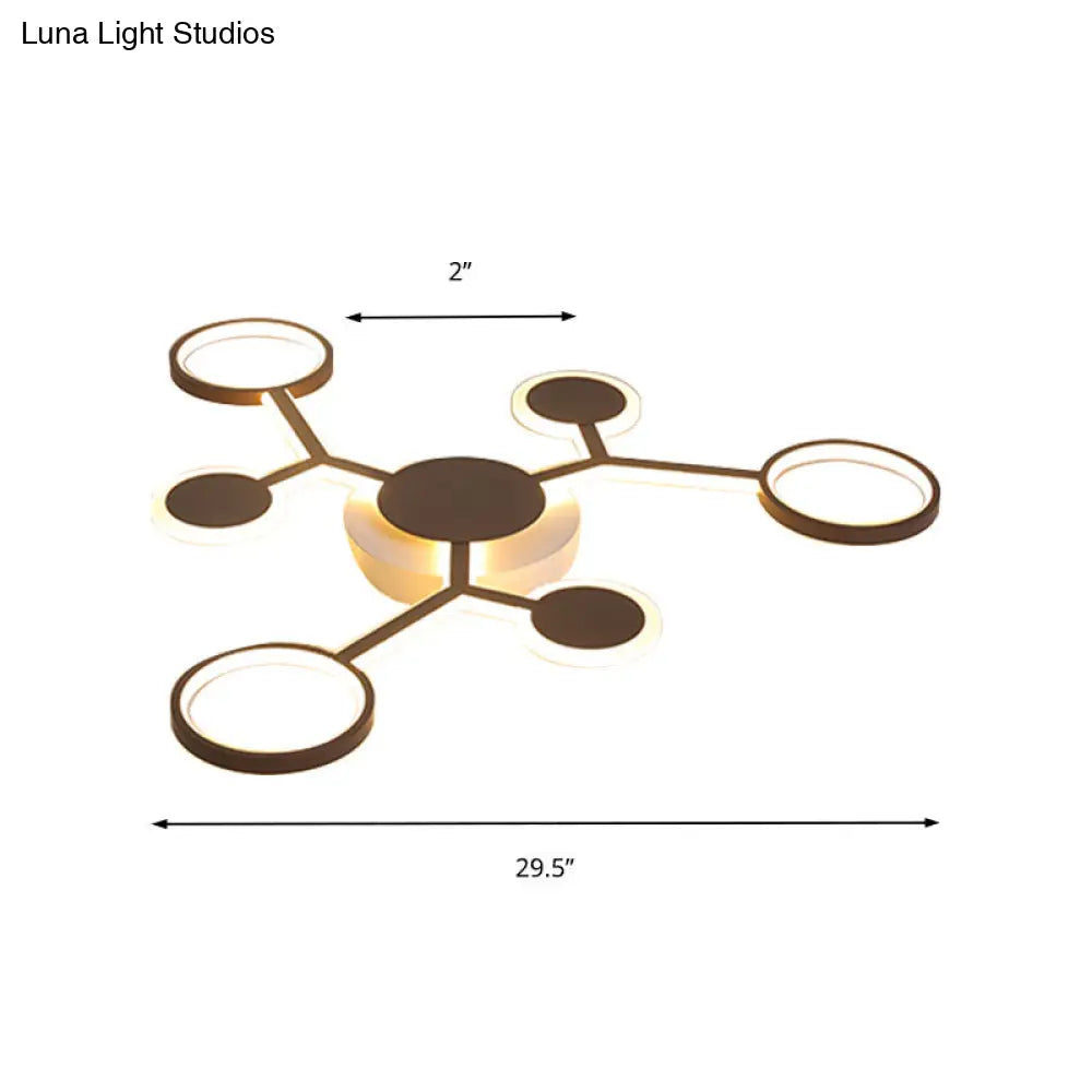 Modern Acrylic Flush Mount Lamp With Starburst Design And 6/8/10 Warm Led Lights In White