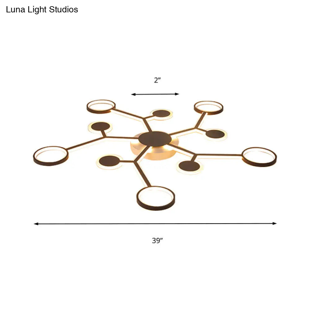 Modern Acrylic Flush Mount Lamp With Starburst Design And 6/8/10 Warm Led Lights In White