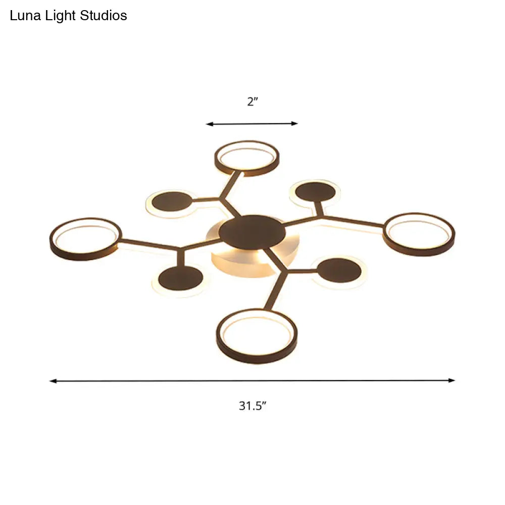 Modern Acrylic Flush Mount Lamp With Starburst Design And 6/8/10 Warm Led Lights In White