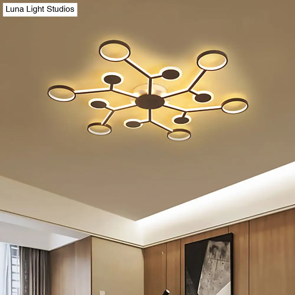Modern Acrylic Flush Mount Lamp With Starburst Design And 6/8/10 Warm Led Lights In White 12 /