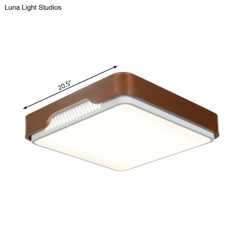 Modern Acrylic Flush Mount Light Fixture - Brown Rectangular 20.5/36.5/45 Warm/White