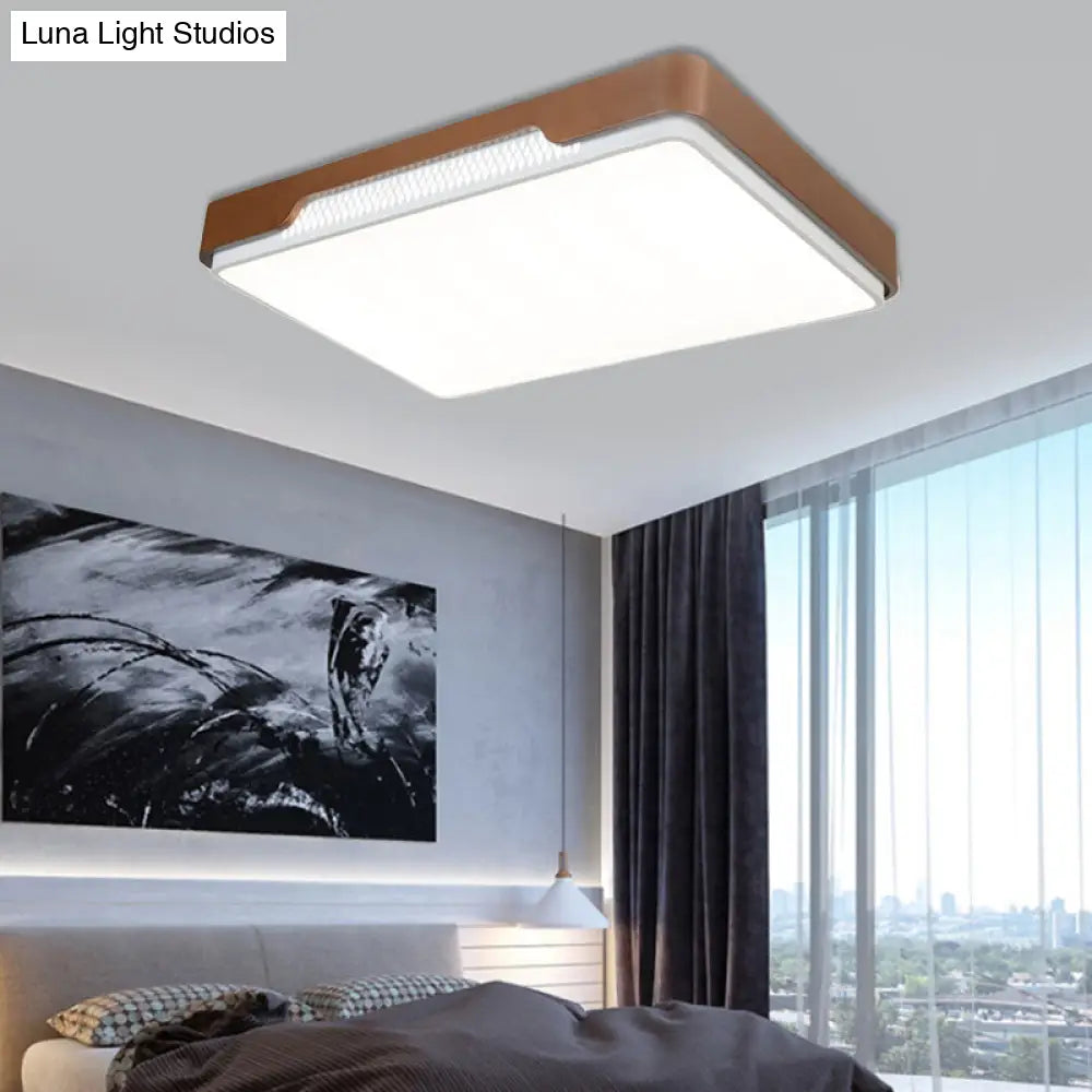 Modern Acrylic Flush Mount Light Fixture - Brown Rectangular 20.5/36.5/45 Warm/White