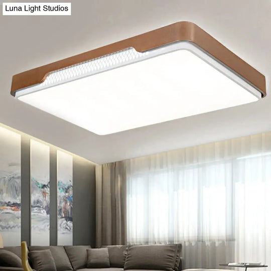 Modern Acrylic Flush Mount Light Fixture - Brown Rectangular 20.5/36.5/45 Warm/White / 36.5 Warm