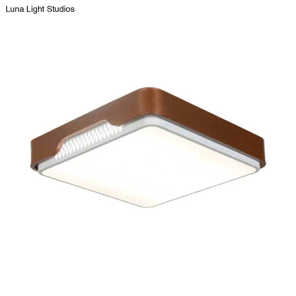 Modern Acrylic Flush Mount Light Fixture - Brown Rectangular 20.5’/36.5’/45’ Warm/White