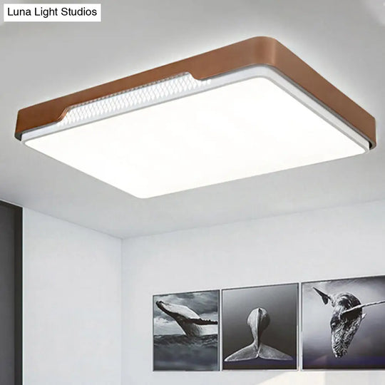 Modern Acrylic Flush Mount Light Fixture - Brown Rectangular 20.5/36.5/45 Warm/White / 36.5 White