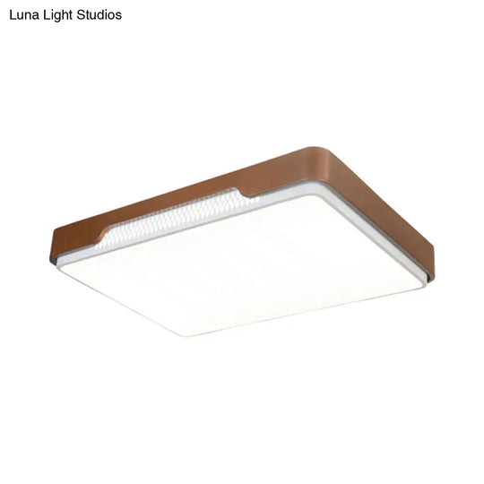 Modern Acrylic Flush Mount Light Fixture - Brown Rectangular 20.5’/36.5’/45’ Warm/White