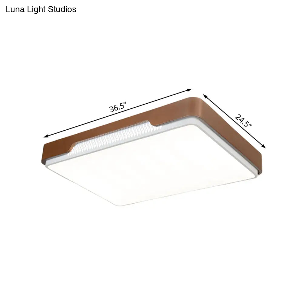 Modern Acrylic Flush Mount Light Fixture - Brown Rectangular 20.5’/36.5’/45’ Warm/White