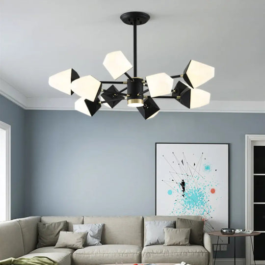 Modern Acrylic Gemstone Shaped Led Chandelier Pendant Light For Dining Room 10 / Black