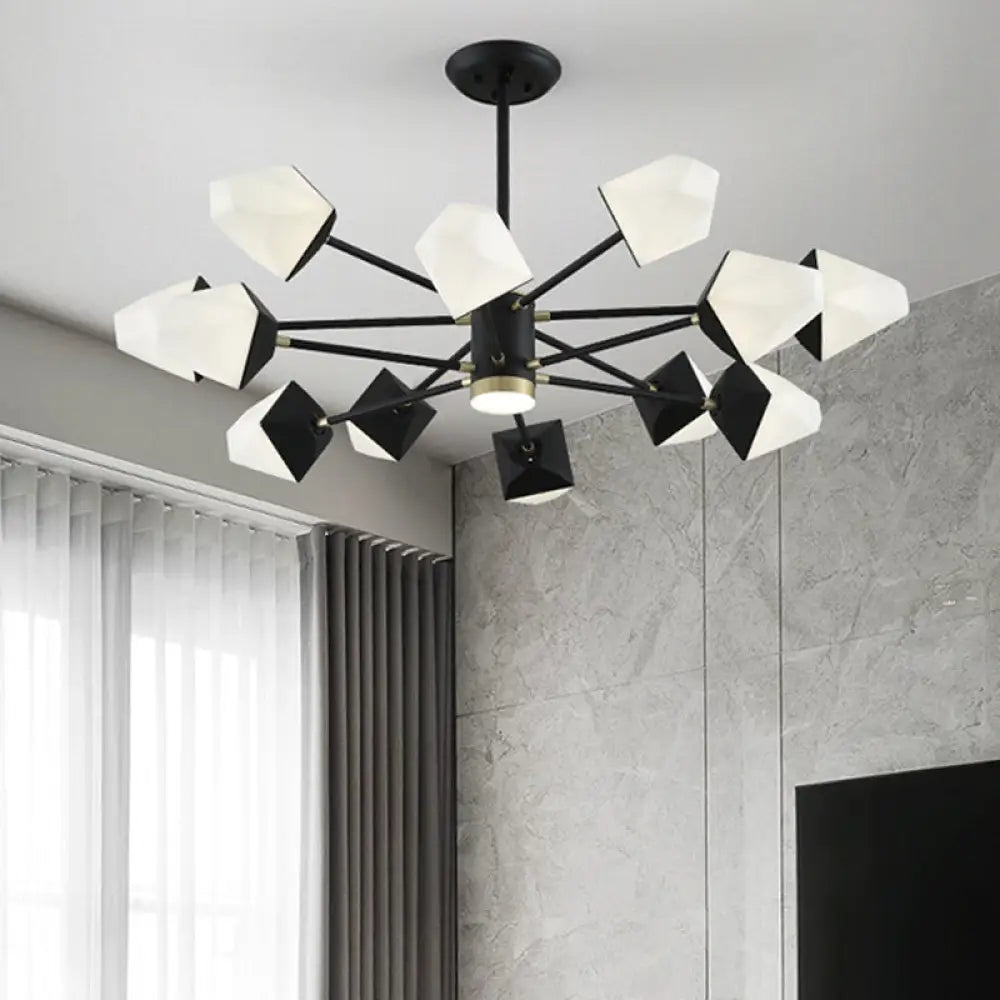 Modern Acrylic Gemstone Shaped Led Chandelier Pendant Light For Dining Room 12 / Black