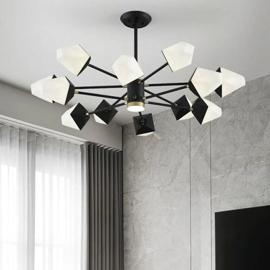 Modern Acrylic Gemstone Shaped Led Chandelier Pendant Light For Dining Room 12 / Black