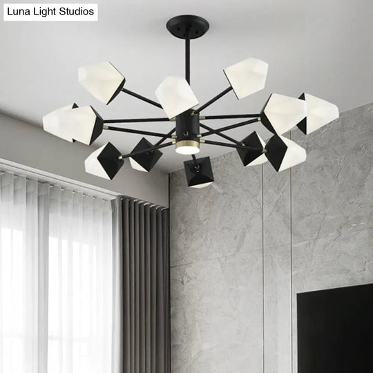 Gemstone-Inspired Led Chandelier For Dining Room - Acrylic Suspension Pendant Light 12 / Black