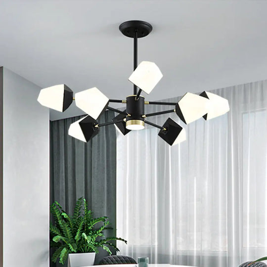 Modern Acrylic Gemstone Shaped Led Chandelier Pendant Light For Dining Room 8 / Black