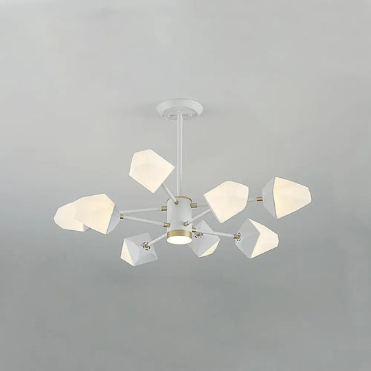 Modern Acrylic Gemstone Shaped Led Chandelier Pendant Light For Dining Room 8 / White