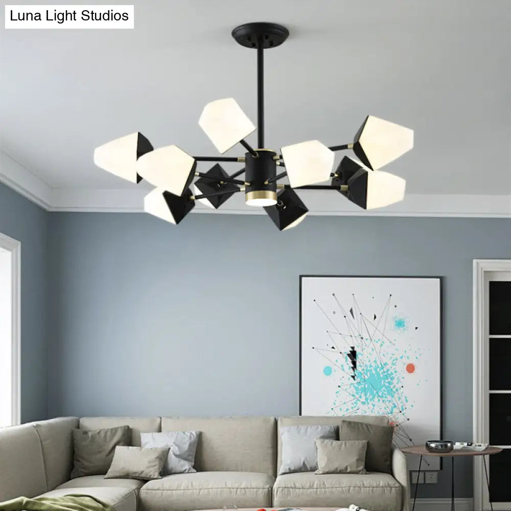 Gemstone-Inspired Led Chandelier For Dining Room - Acrylic Suspension Pendant Light 10 / Black