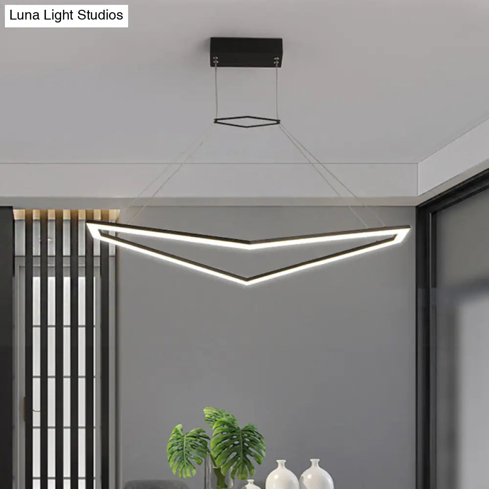 Modern Acrylic Geometric Chandelier - Led Pendant Light Fixture In Black White/Warm