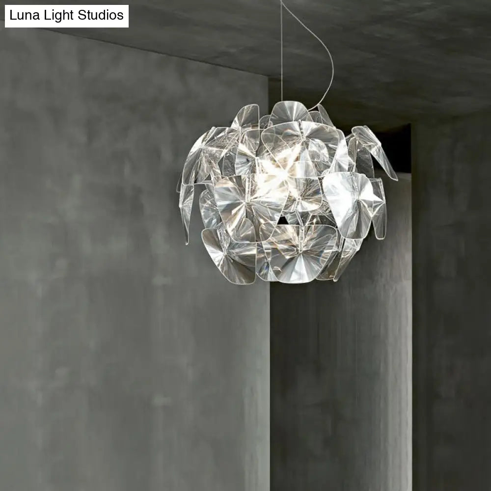 Modern Acrylic Globe Pendant Light - Clear Ceiling Lamp (24’/28.5’/43’ Wide)