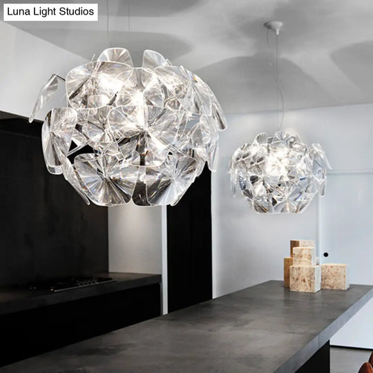 Modern Acrylic Globe Pendant Light - Clear Ceiling Lamp (24’/28.5’/43’ Wide)