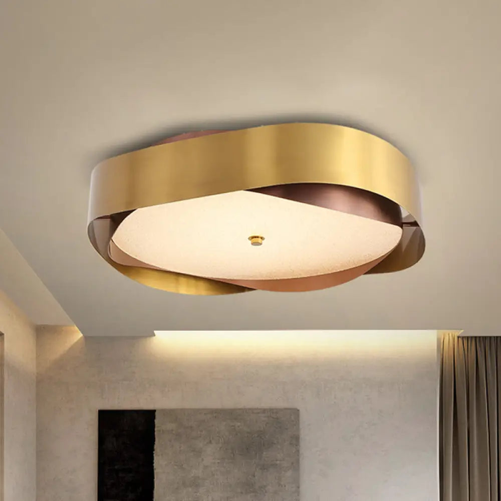 Modern Acrylic Gold Led Ceiling Flush Mount Light With Stainless Steel Frame