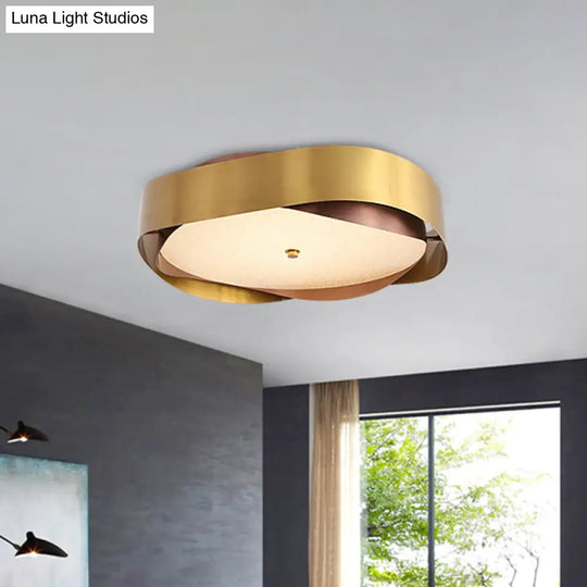 Modern Acrylic Gold Led Ceiling Flush Mount Light With Stainless Steel Frame
