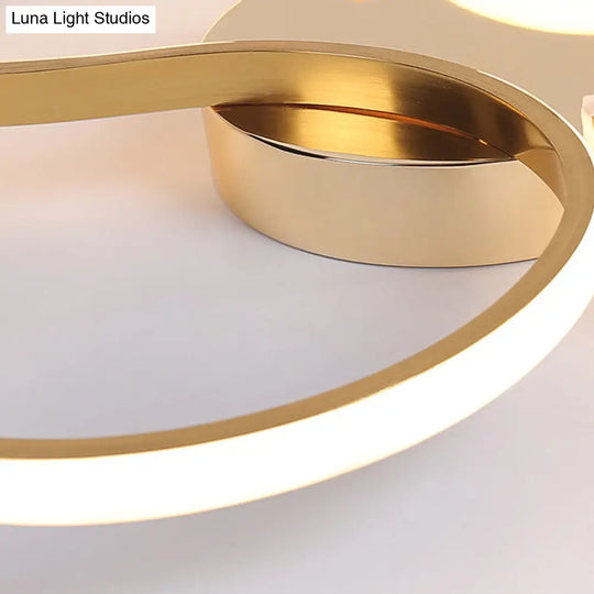 Modern Acrylic Gold Led Ceiling Light With Double S-Shape Flush Mount - Warm/White