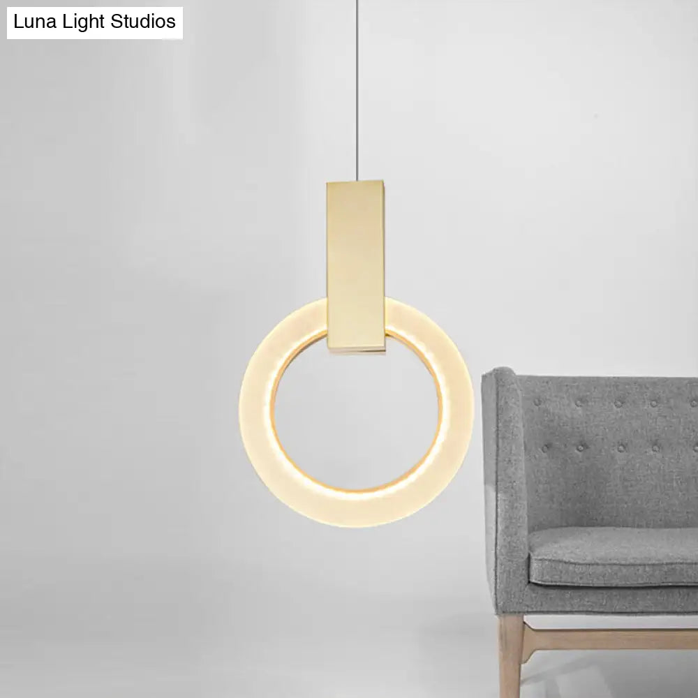 Gold Ring Pendant Light - Modern Acrylic Ceiling Fixture 1 8/12/16 Diameter / 8