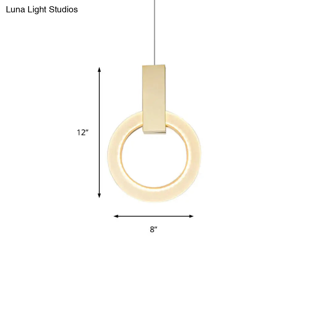 Gold Ring Pendant Light - Modern Acrylic Ceiling Fixture 1 8/12/16 Diameter