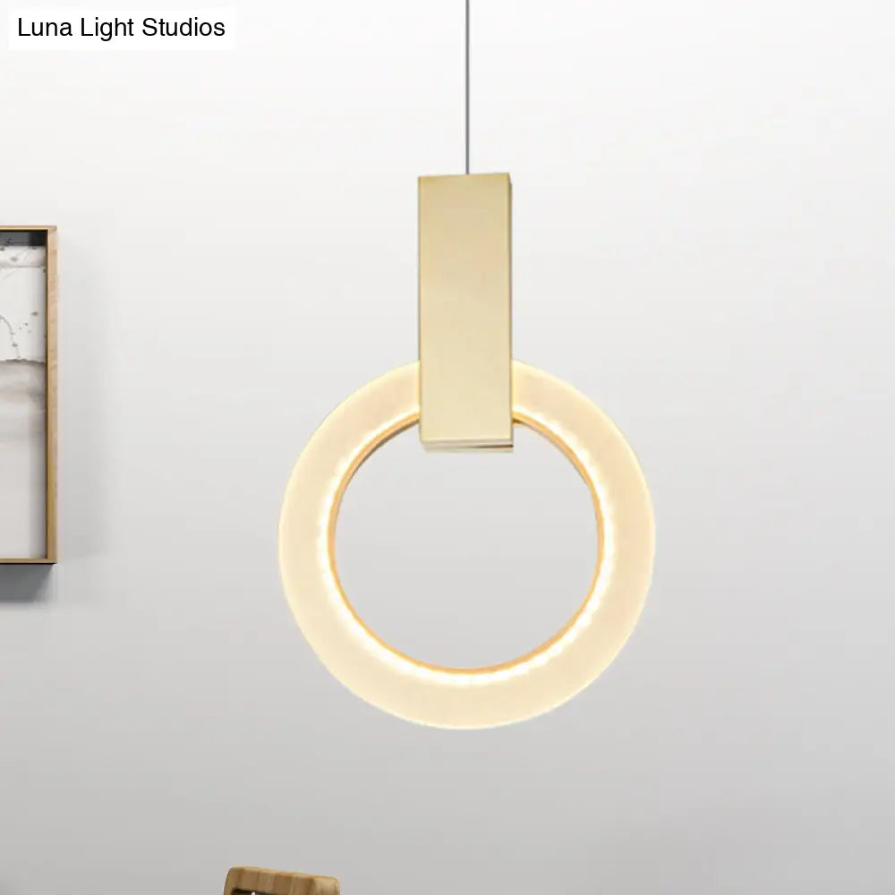 Modern Acrylic Gold Ring Pendant Light - 8’’/12’’/16’’ Dia 1-Light Ceiling Fixture