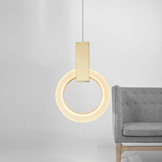 Modern Acrylic Gold Ring Pendant Light - 8’’/12’’/16’’ Dia 1-Light Ceiling Fixture / 8’’