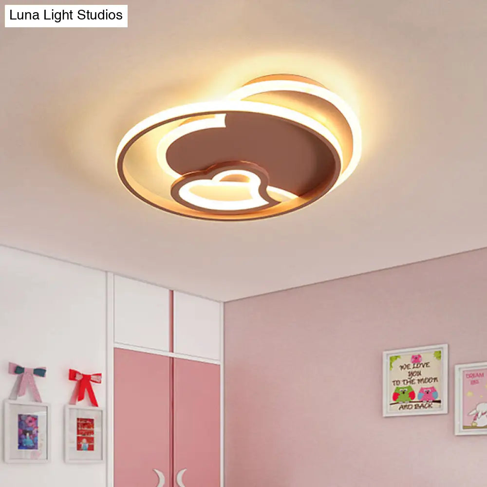 Modern Acrylic Heart Flushmount: White/Black/Pink Led Ceiling Fixture For Bedroom